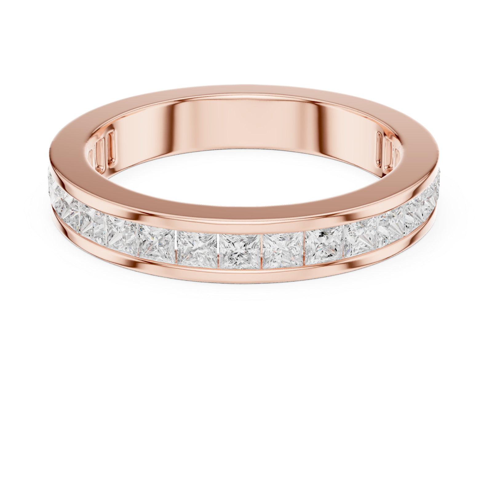  Rose Gold Radiant Promise Eternity Band Ring Front View