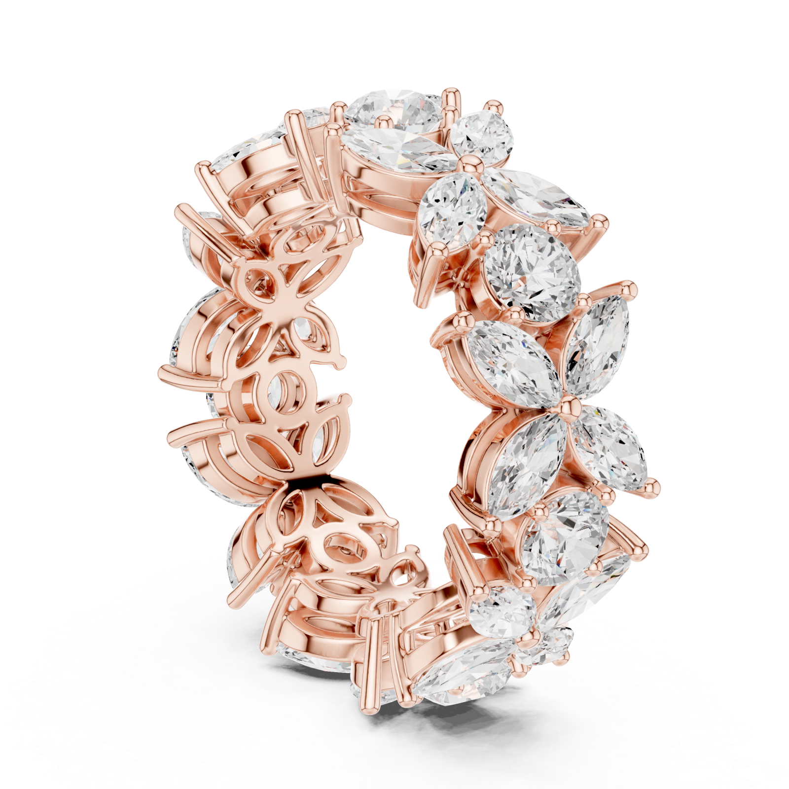  Rose Gold Radiant Blossom Full Eternity Band Left View