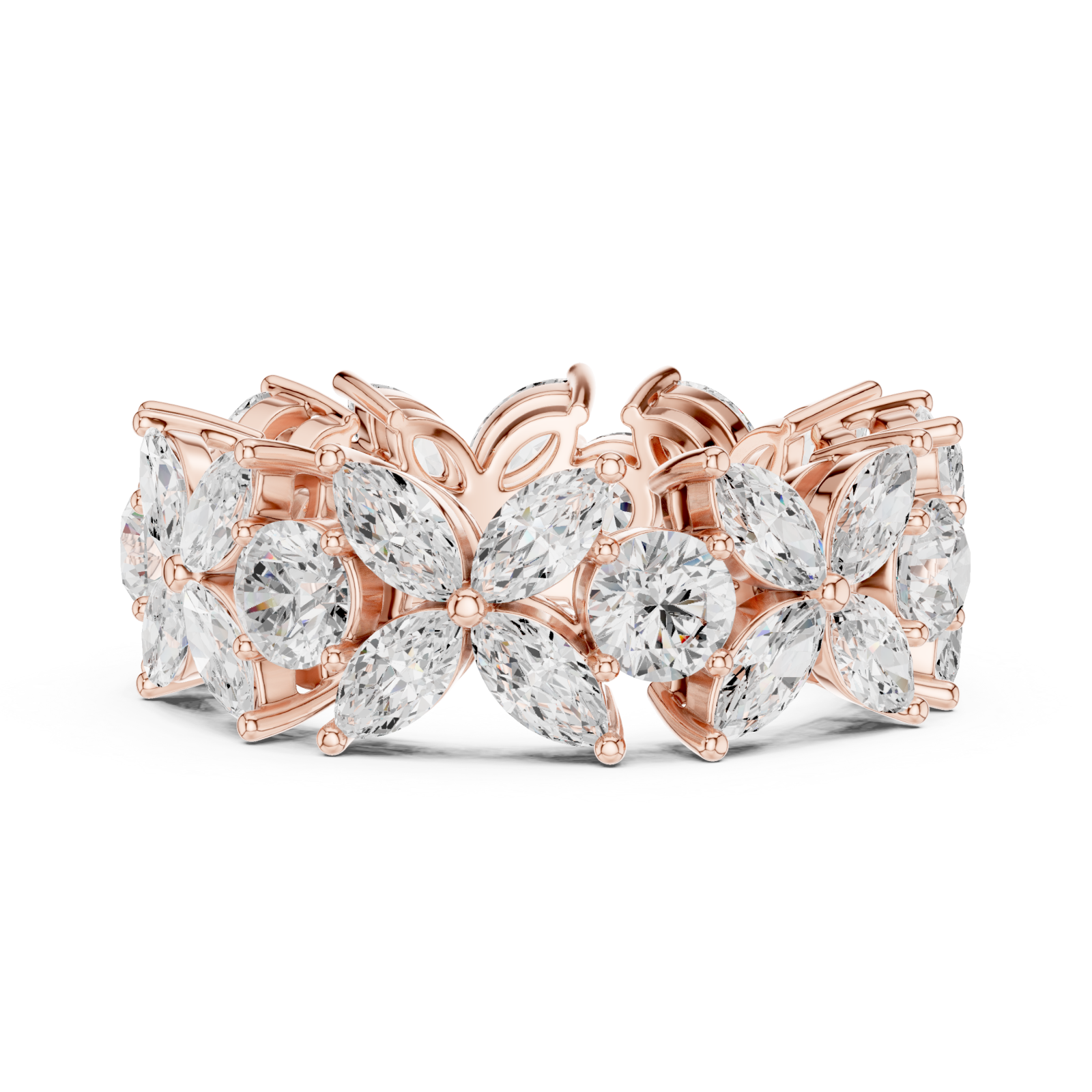  Rose Gold Radiant Blossom Full Eternity Band Side View