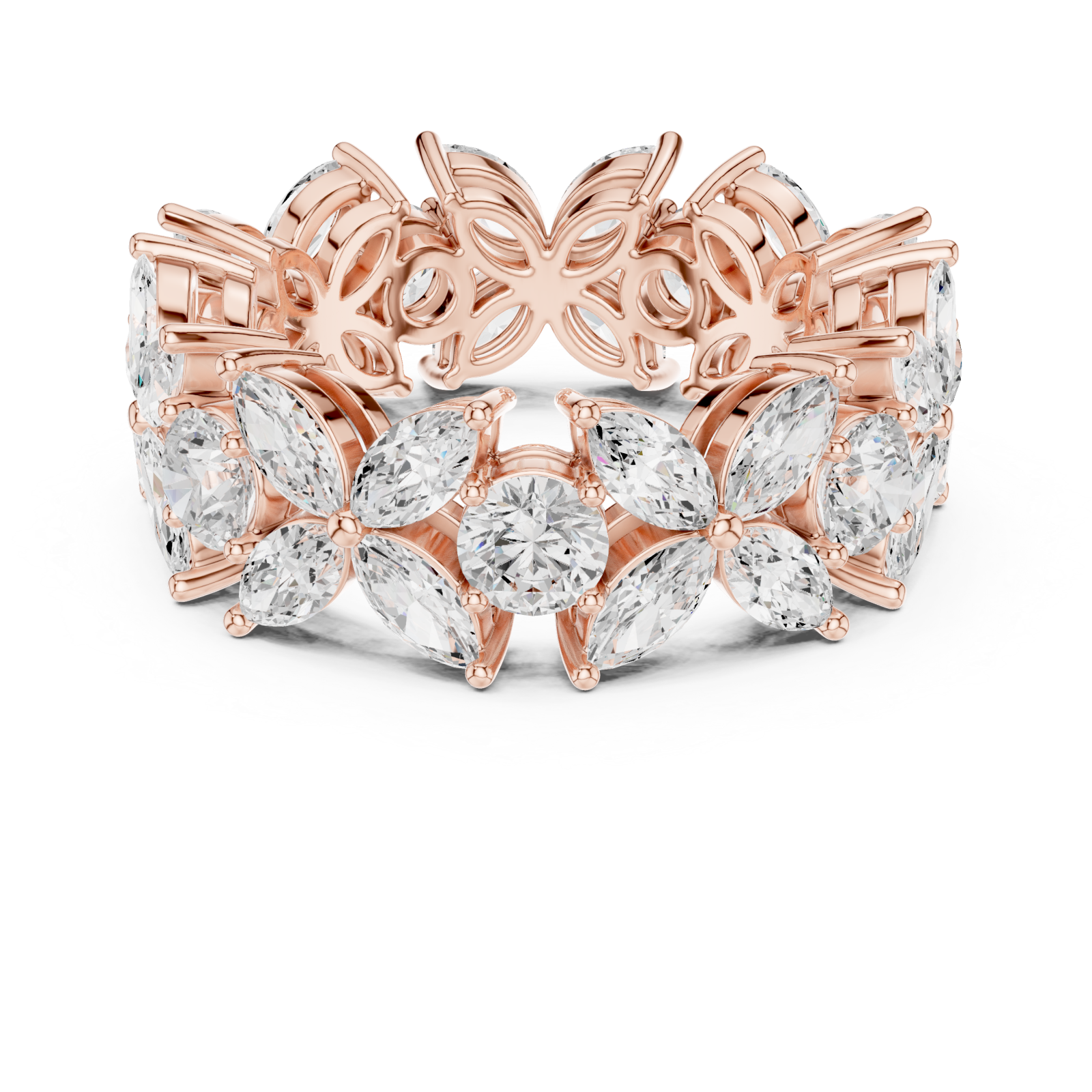  Rose Gold Radiant Blossom Full Eternity Band Front View