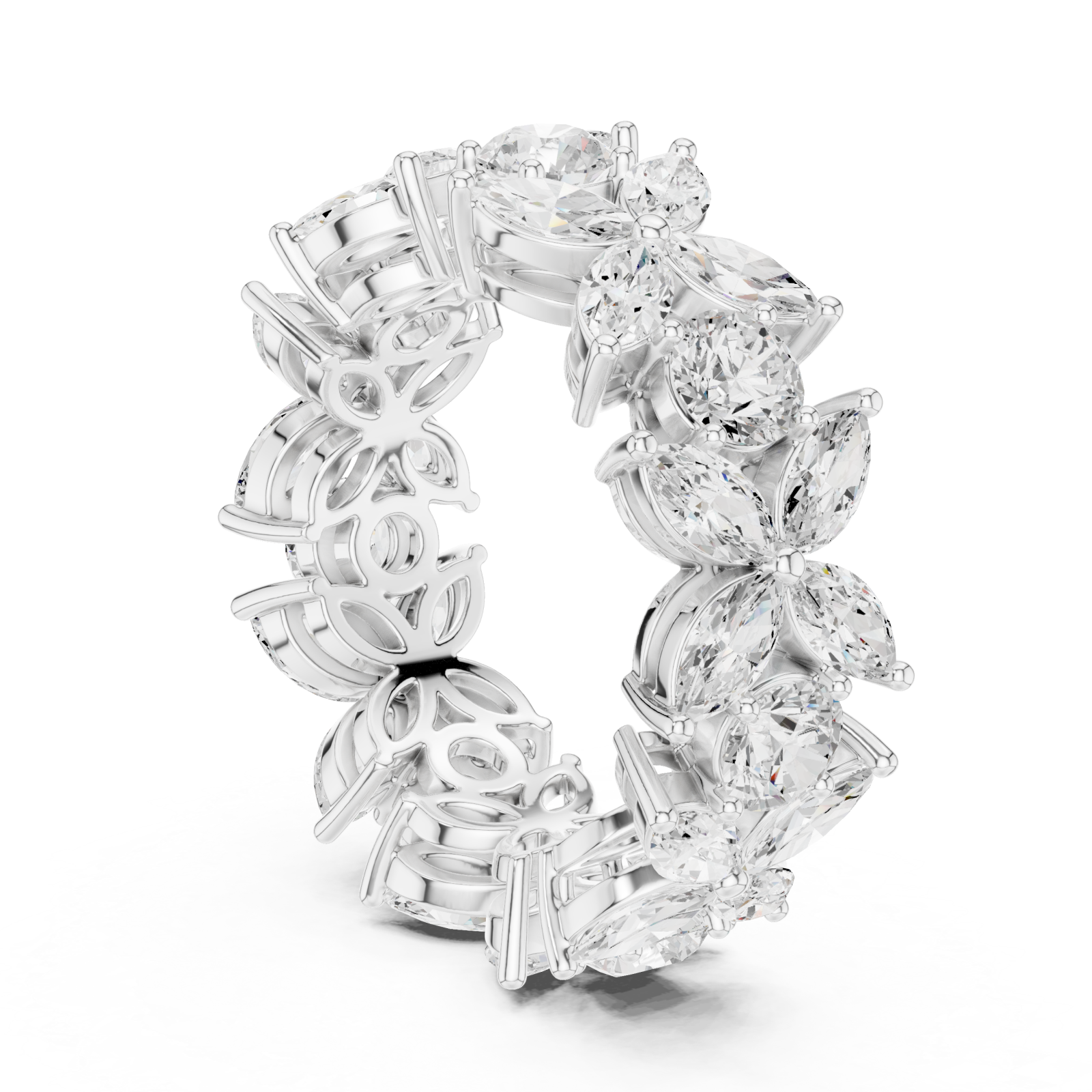 White Gold Radiant Blossom Full Eternity Band Left View
