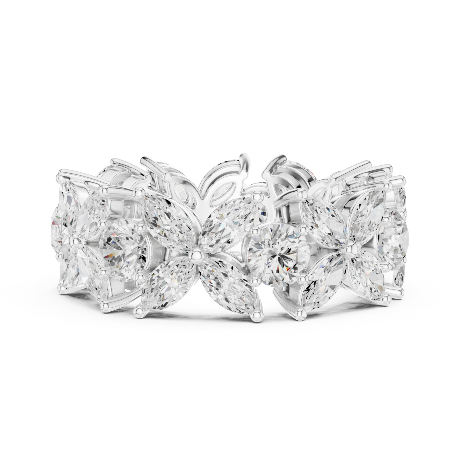  White Gold Radiant Blossom Full Eternity Band Side View
