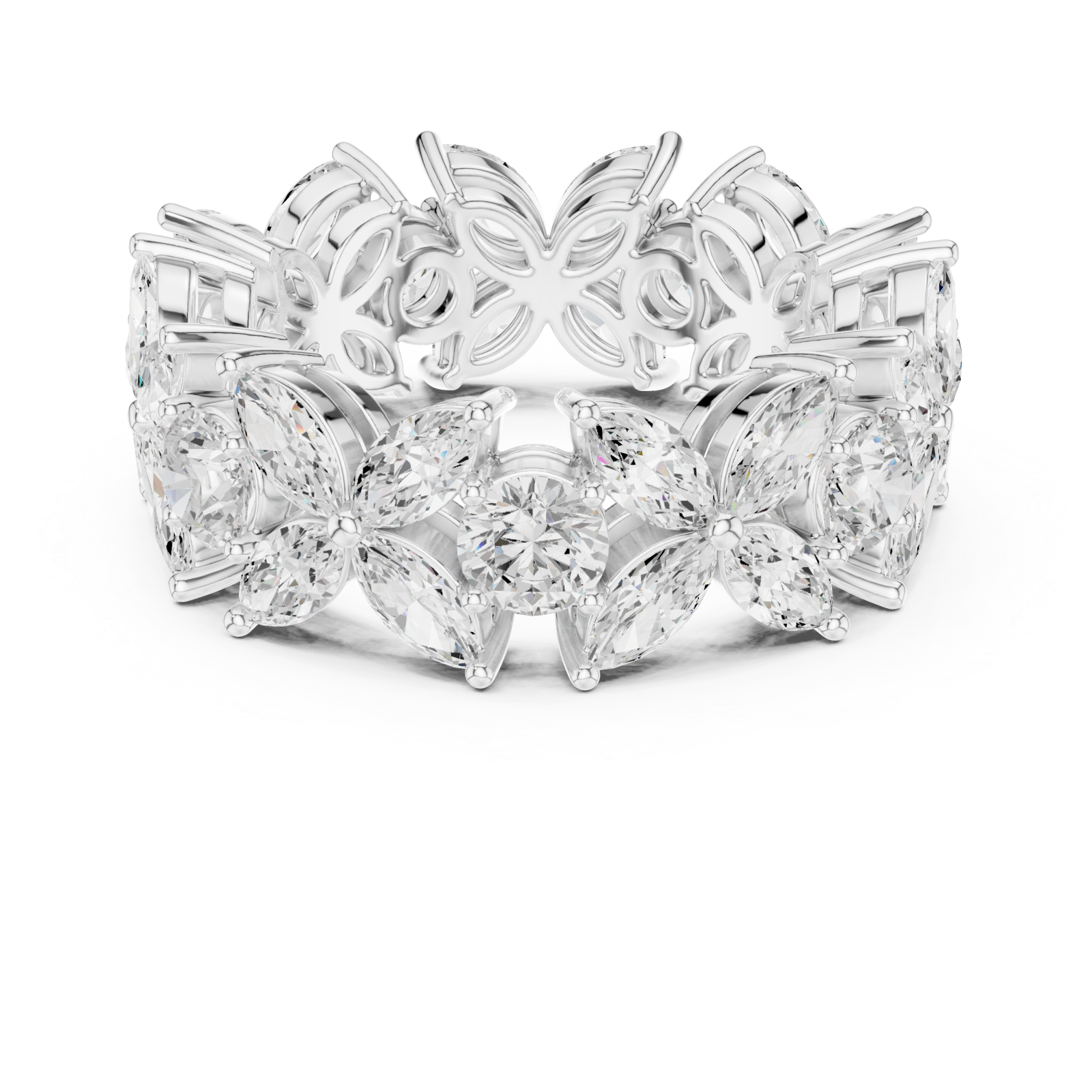  White Gold Radiant Blossom Full Eternity Band Front View