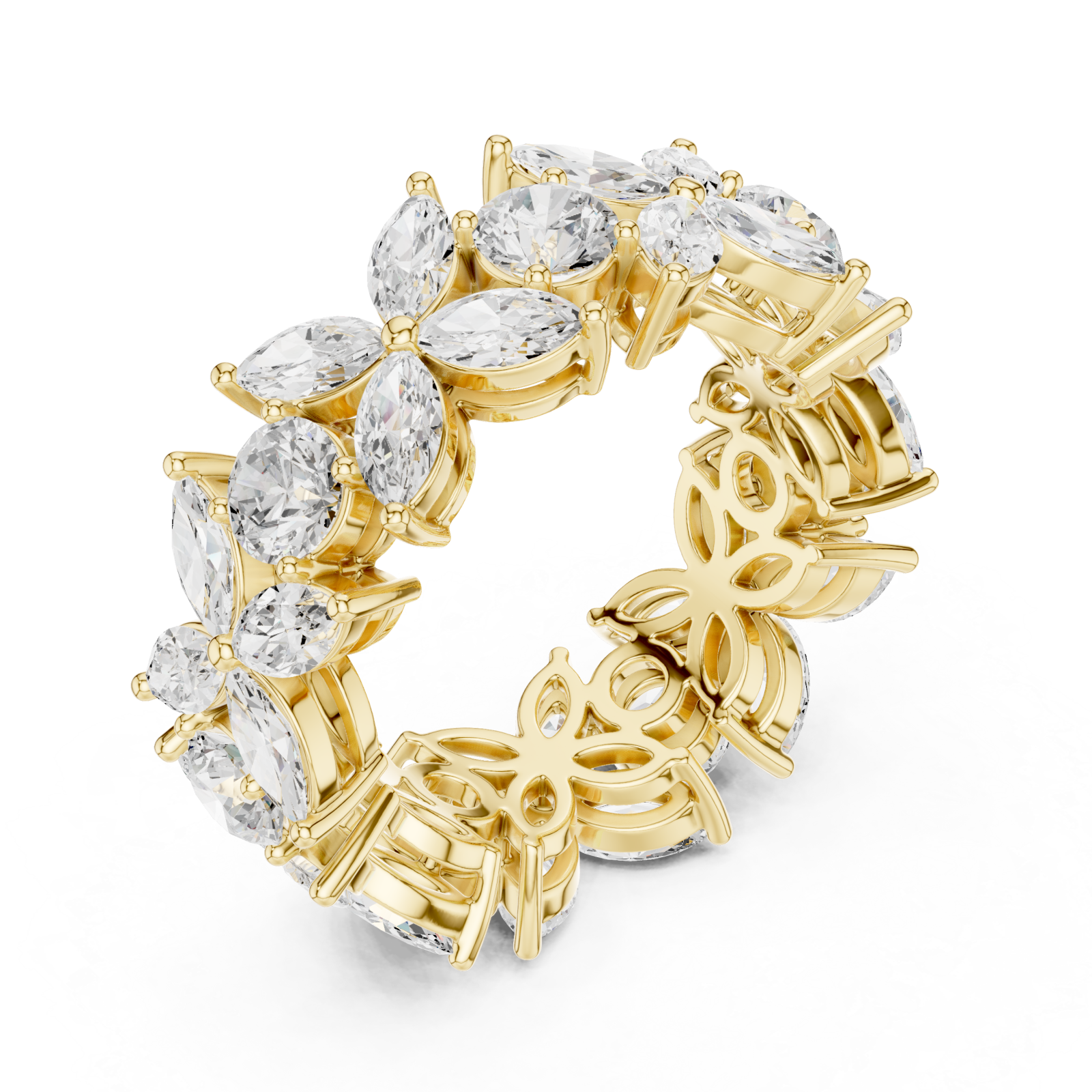 Gold Radiant Blossom Full Eternity Band Right View