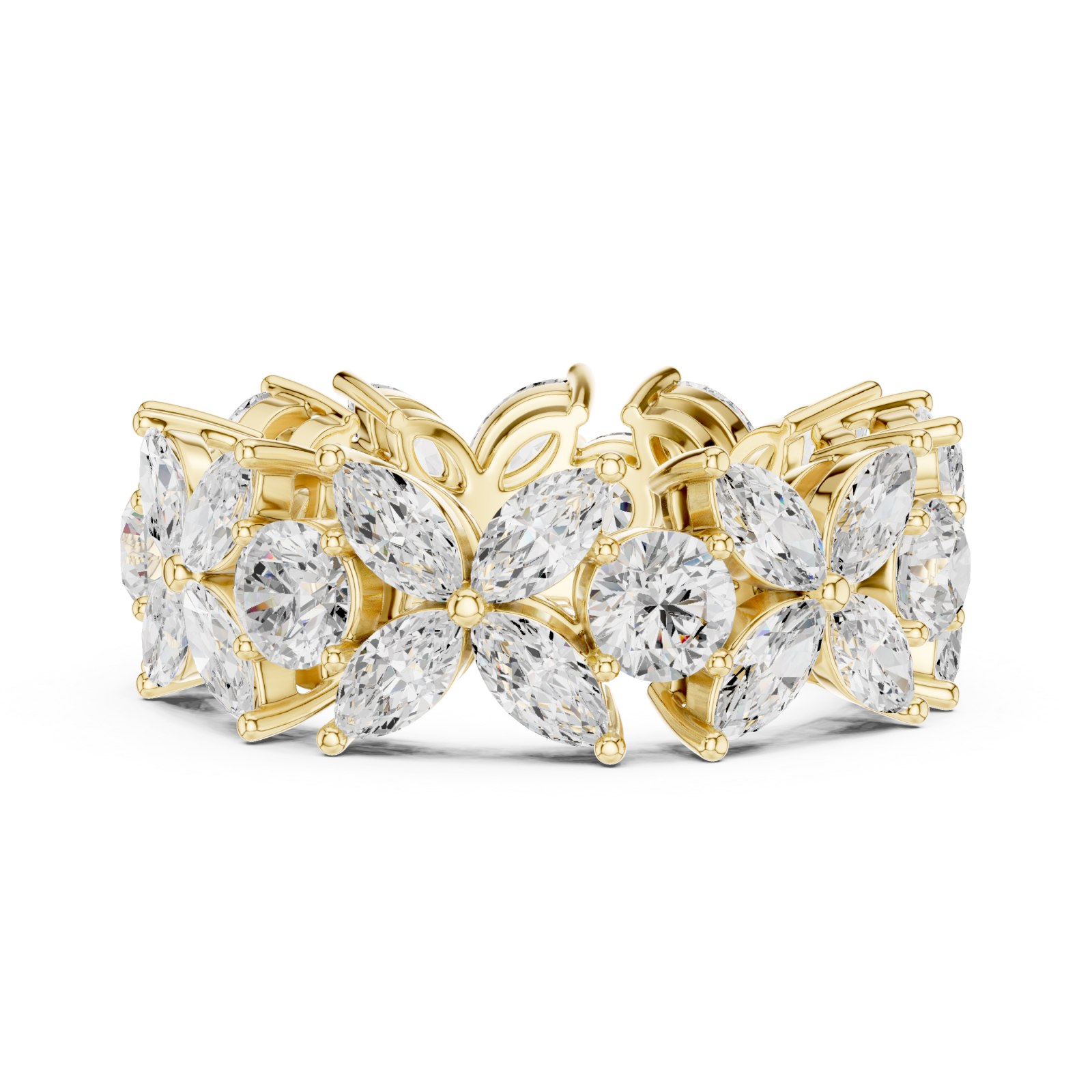  Gold Radiant Blossom Full Eternity Band Side View