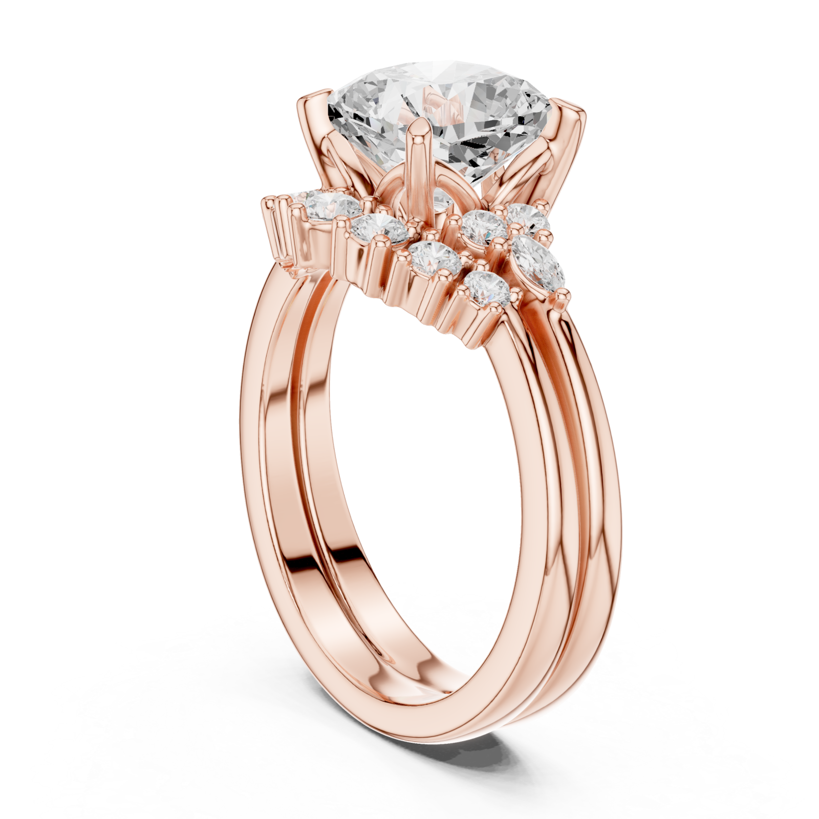  Rose Gold Lustrous Aura Harmony Statement Band Left View