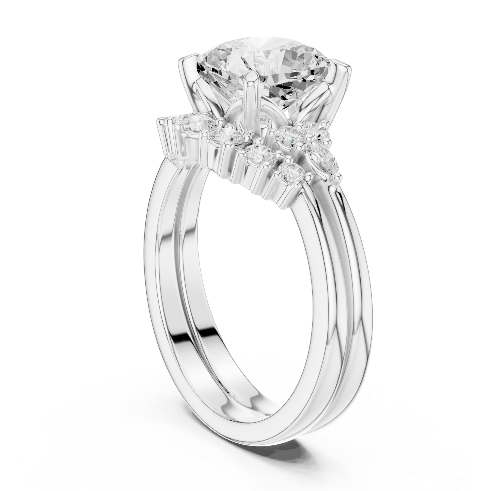  White Gold Lustrous Aura Harmony Statement Band Left View