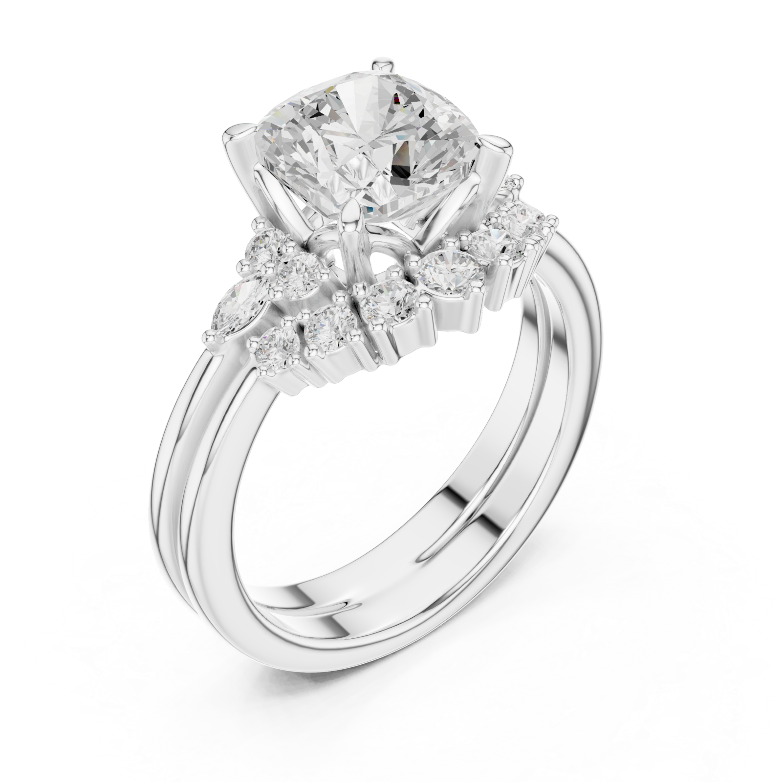  White Gold Lustrous Aura Harmony Statement Band Right View