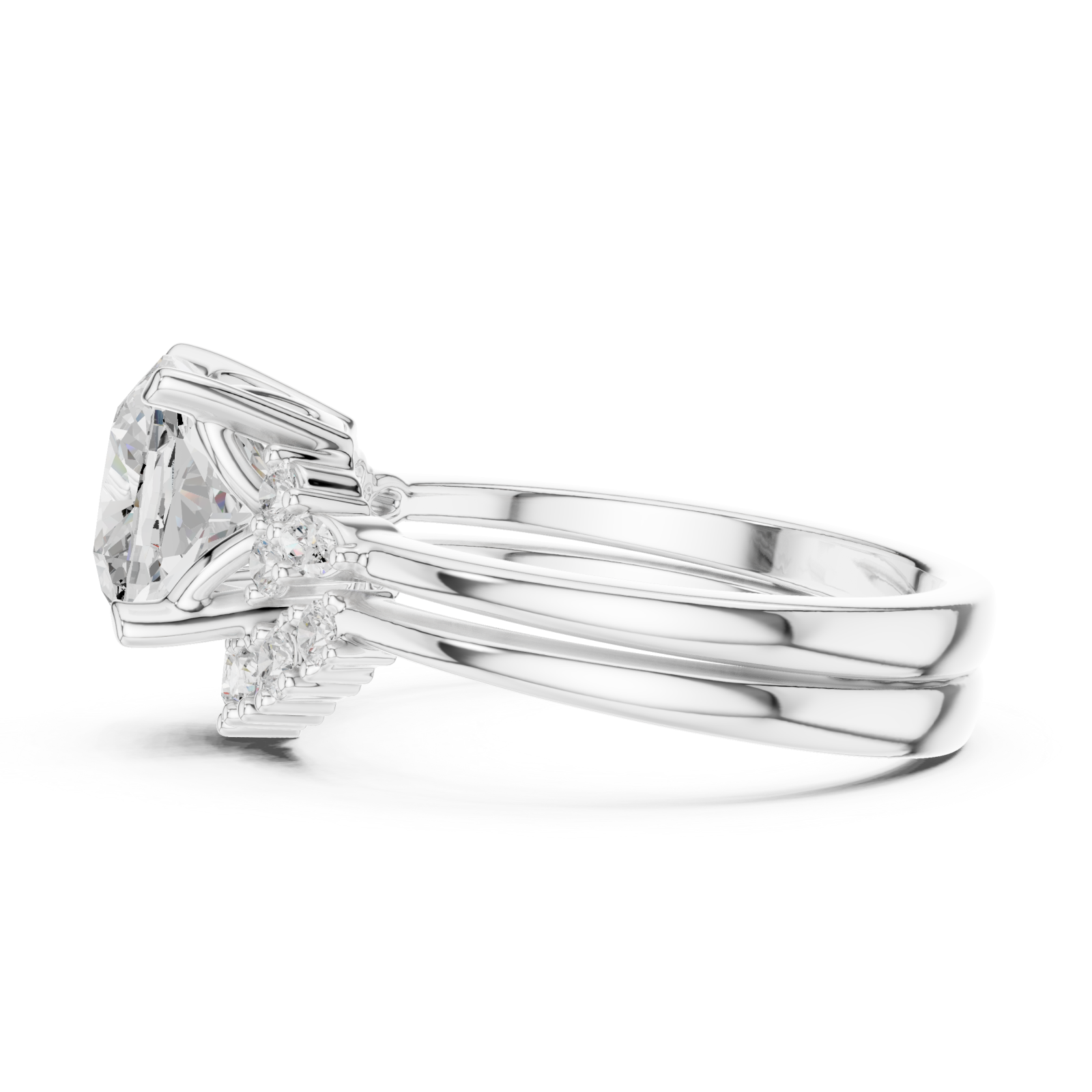  White Gold Lustrous Aura Harmony Statement Band Side View