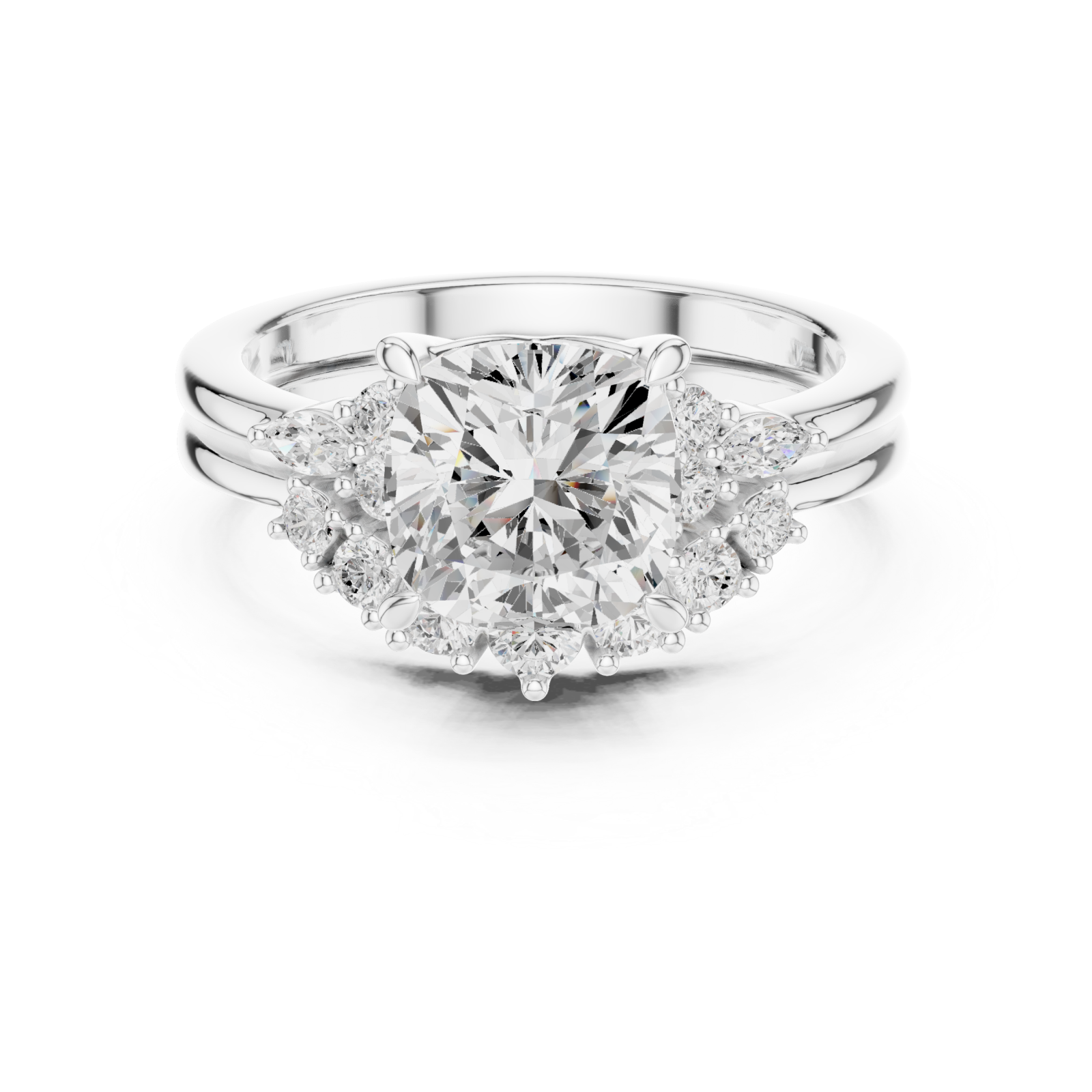  White Gold Lustrous Aura Harmony Statement Band Front View
