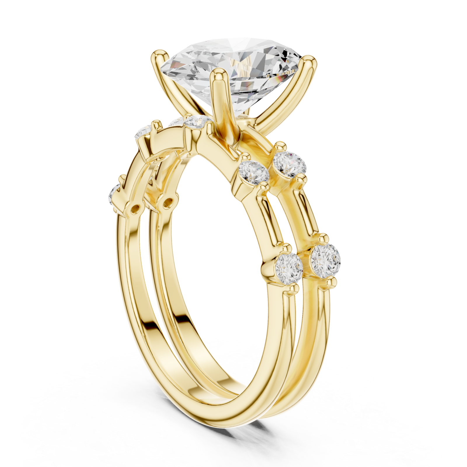  Gold Elegant Duo Radiance Ring Set Left View
