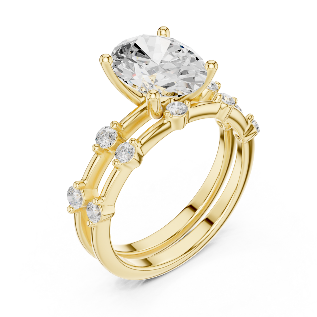 Gold Elegant Duo Radiance Ring Set Right View