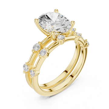 Gold Elegant Duo Radiance Ring Set Right View