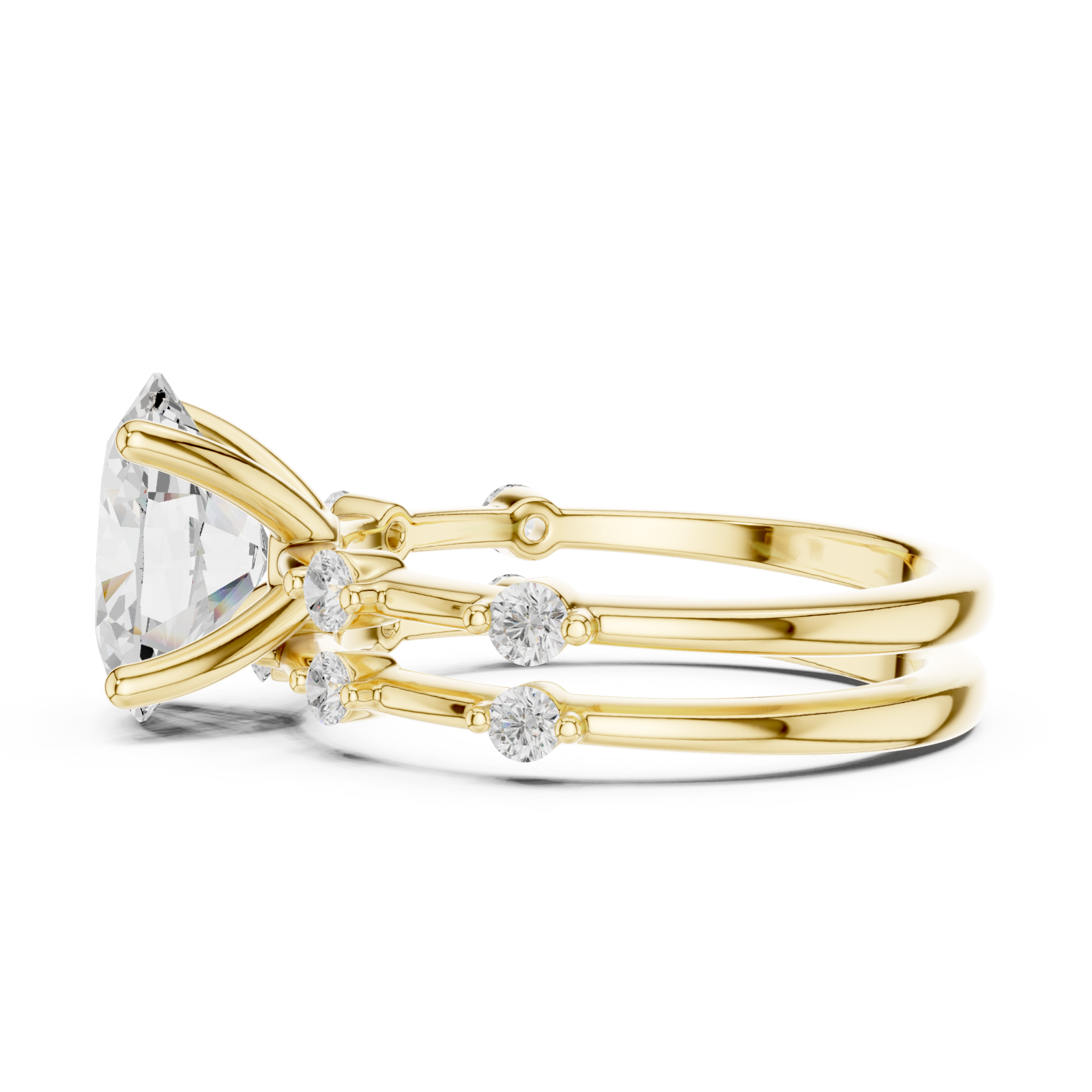  Gold Elegant Duo Radiance Ring Set Side View