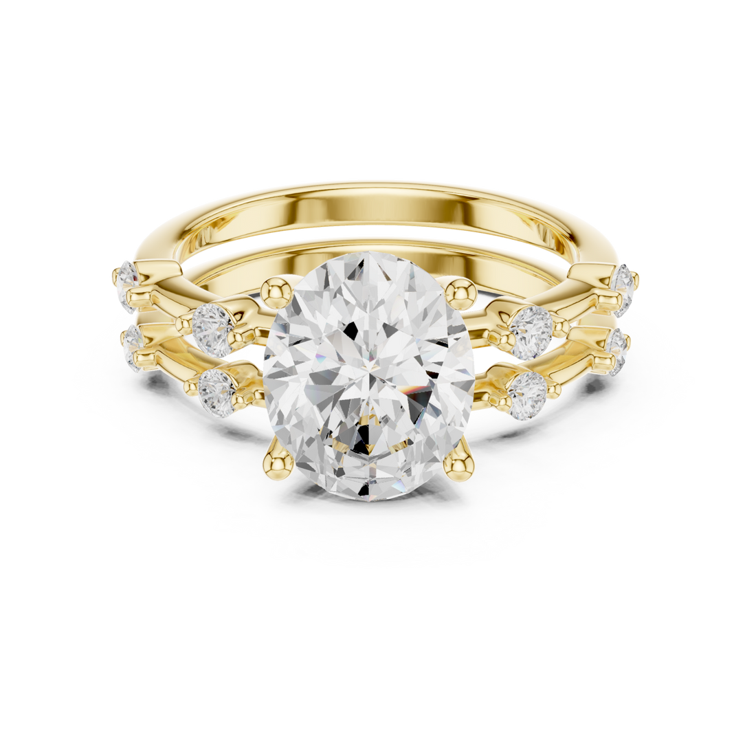 Gold Elegant Duo Radiance Ring Set Right View