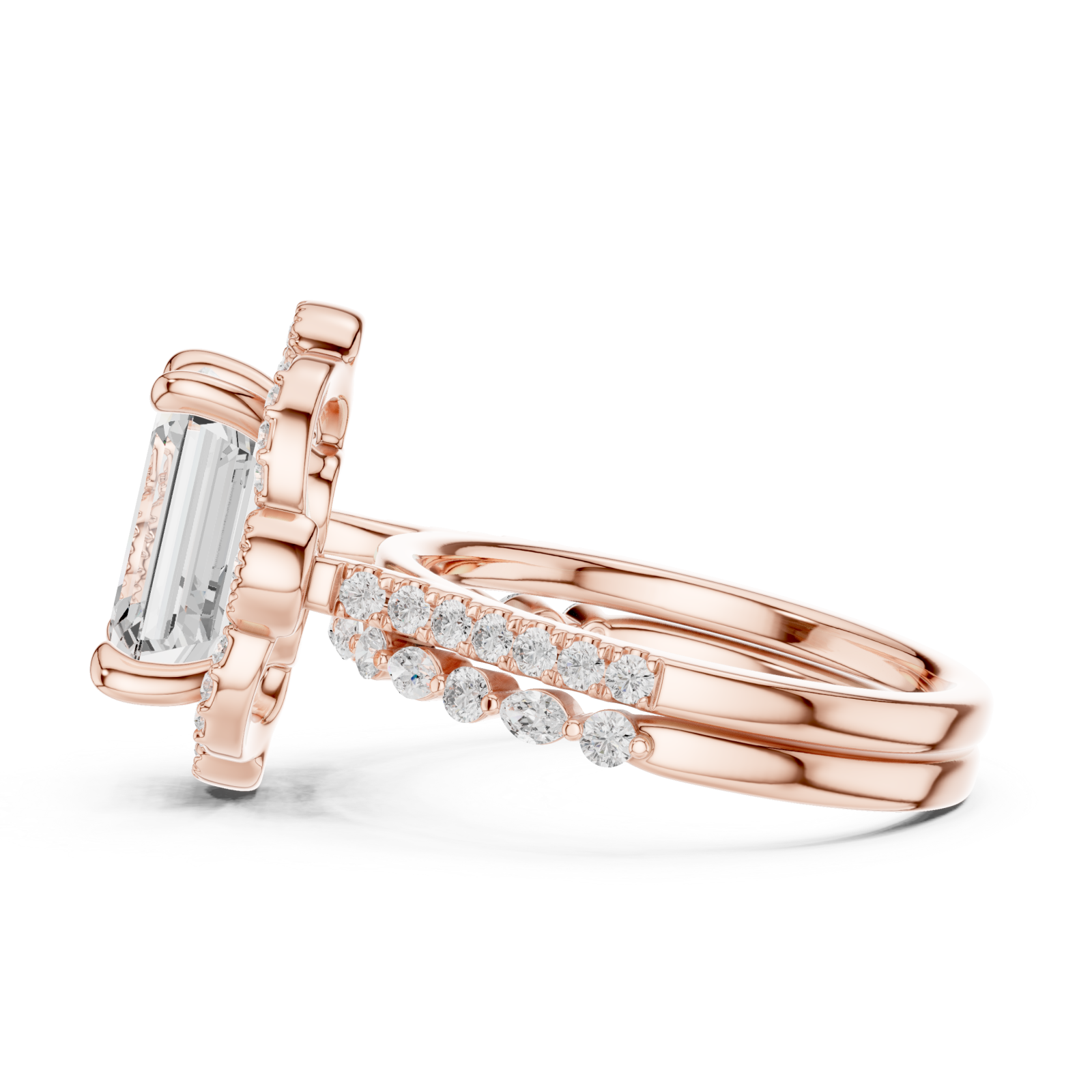  Rose Gold Majestic Cascade Crown Ring Side View