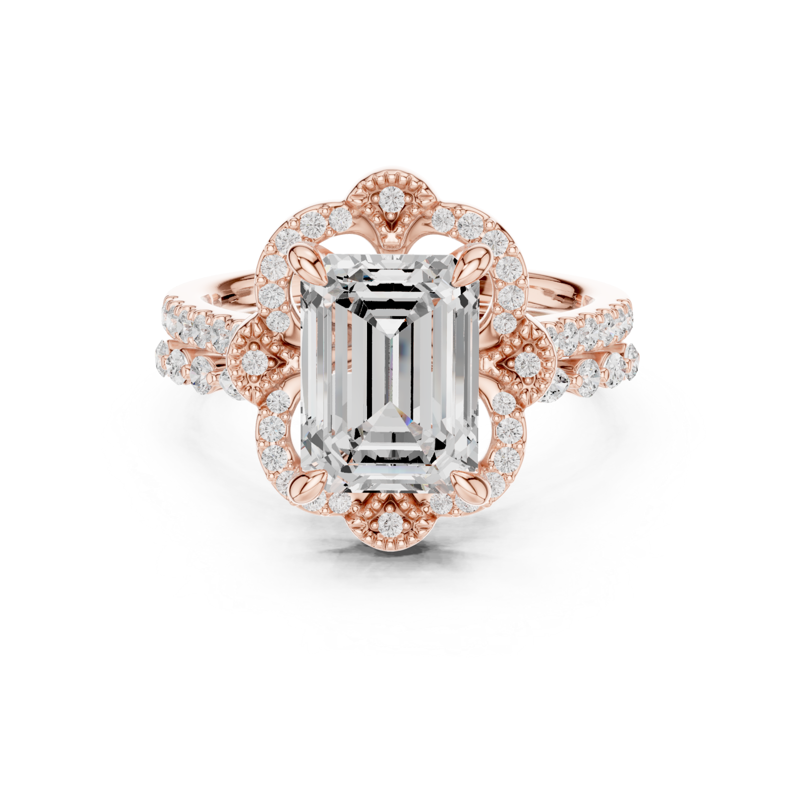  Rose Gold Majestic Cascade Crown Ring Front View