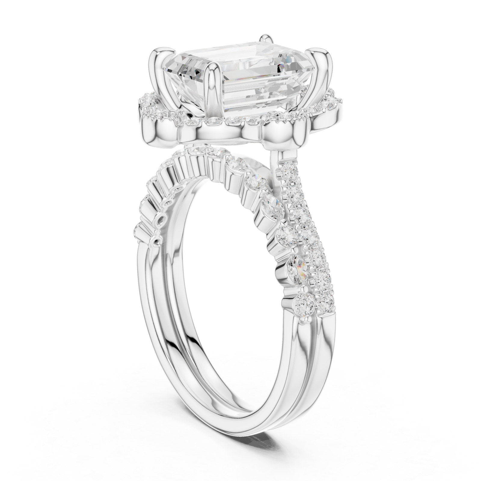  White Gold Majestic Cascade Crown Ring Left View