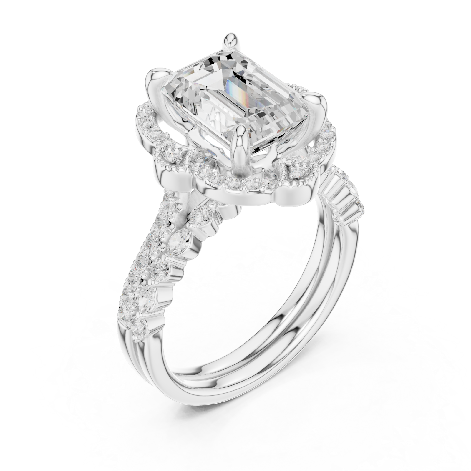  White Gold Majestic Cascade Crown Ring Right View