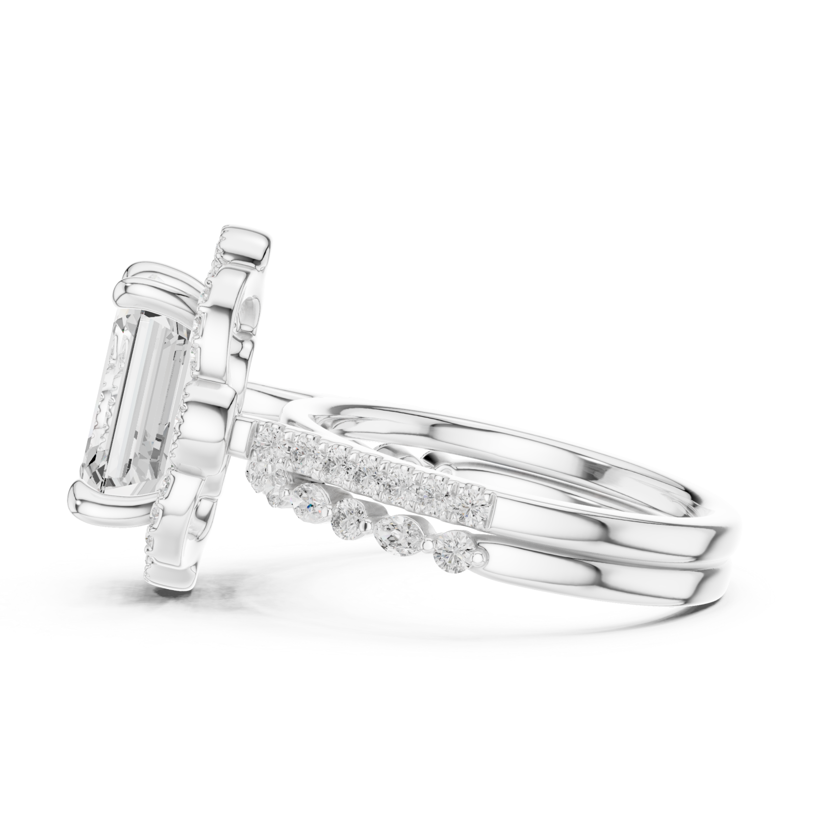  White Gold Majestic Cascade Crown Ring Side View