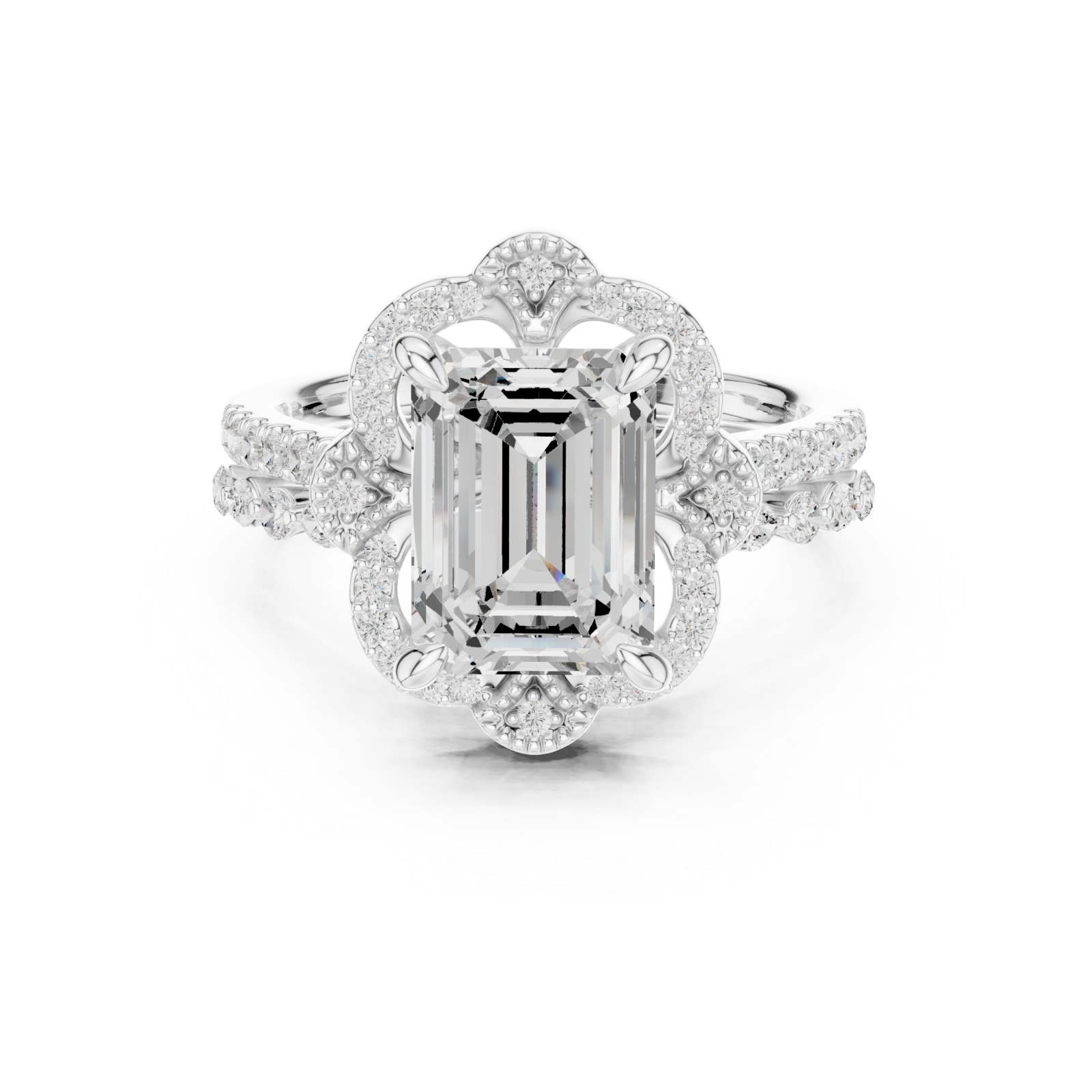  White Gold Majestic Cascade Crown Ring Front View