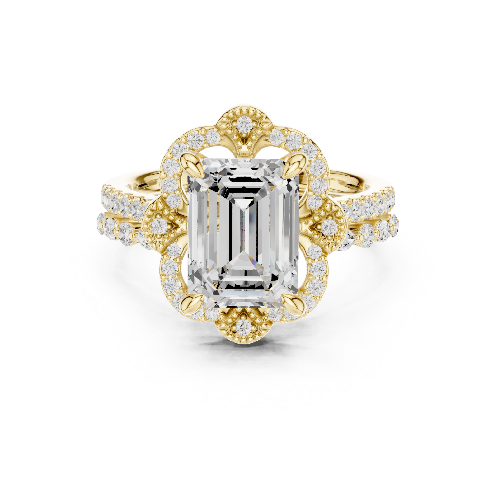  Gold Majestic Cascade Crown Ring Front View