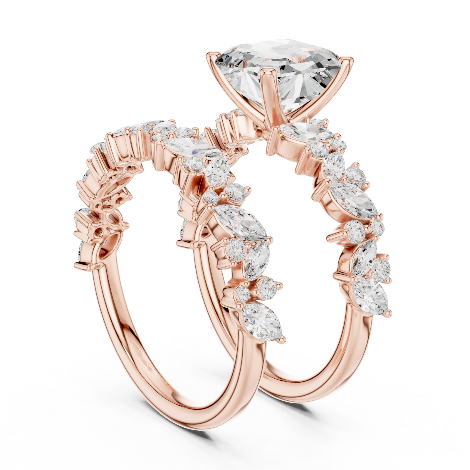  Rose Gold Whispering Garland Vine Eternity Band Ring Left View