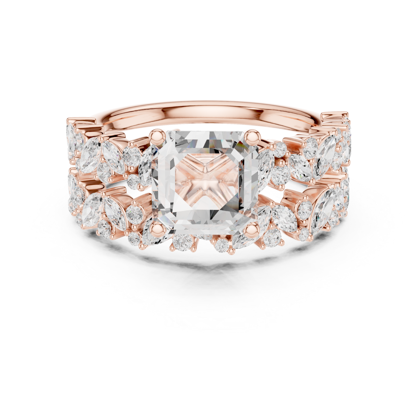  Rose Gold Whispering Garland Vine Eternity Band Ring Front View