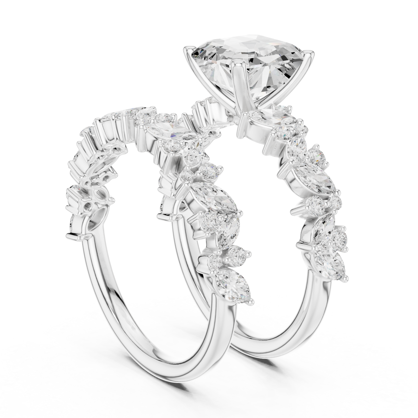  White Gold Whispering Garland Vine Eternity Band Ring Left View