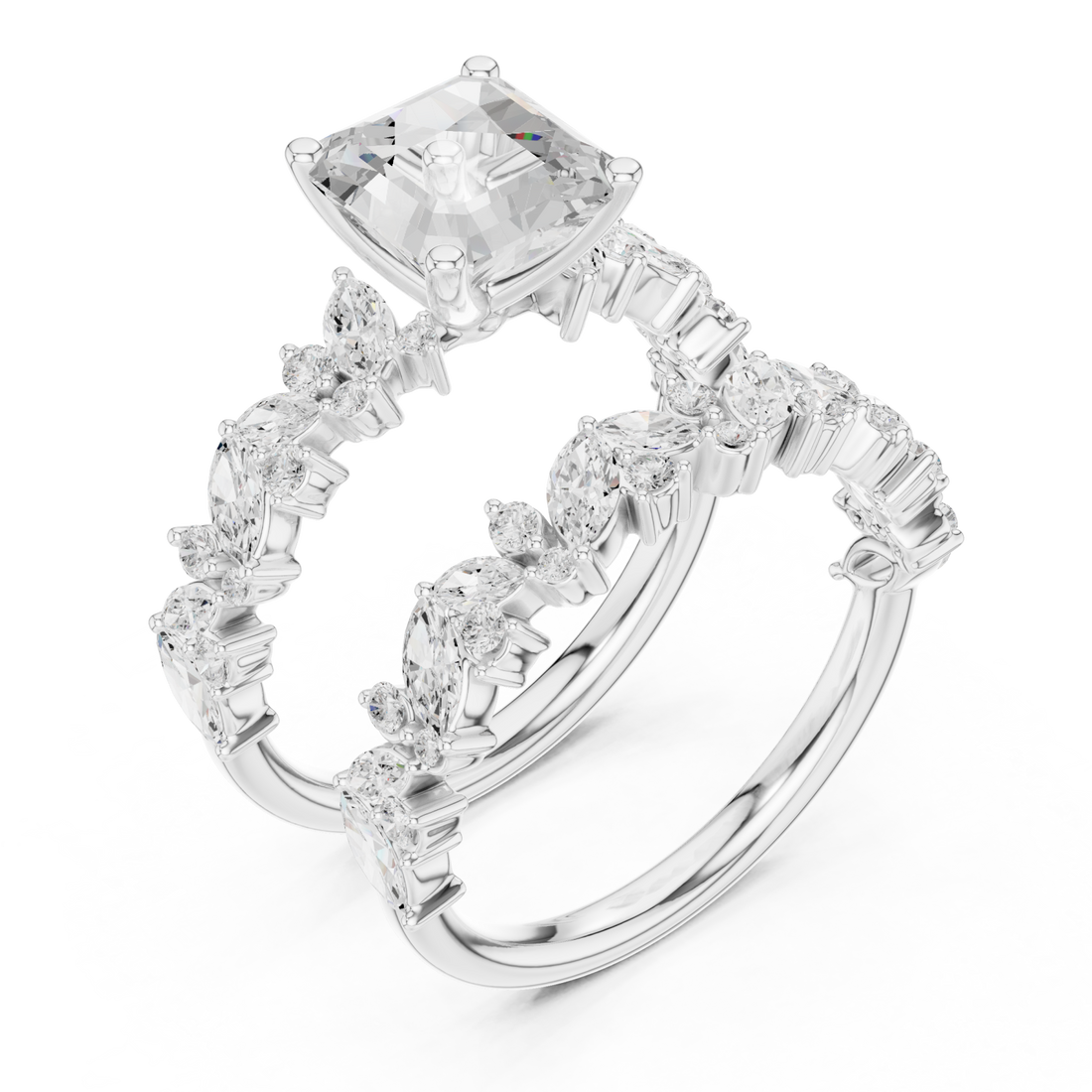  White Gold Whispering Garland Vine Eternity Band Ring Right View