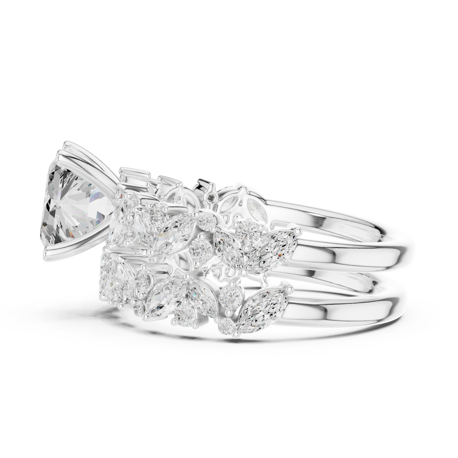  White Gold Whispering Garland Vine Eternity Band Ring Side View