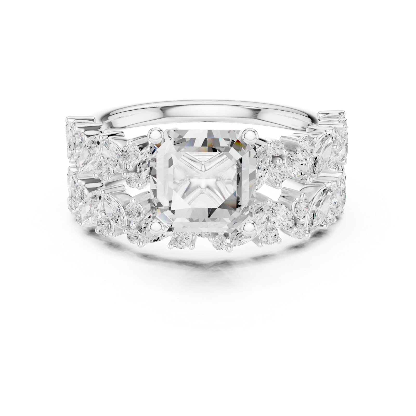  White Gold Whispering Garland Vine Eternity Band Ring Front View
