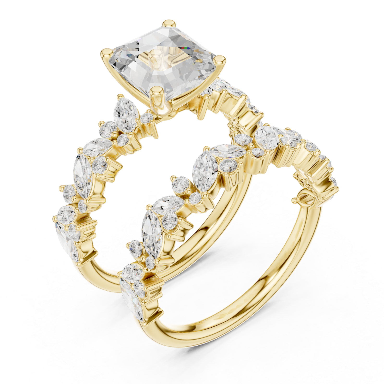 Gold Whispering Garland Vine Eternity Band Ring Right View