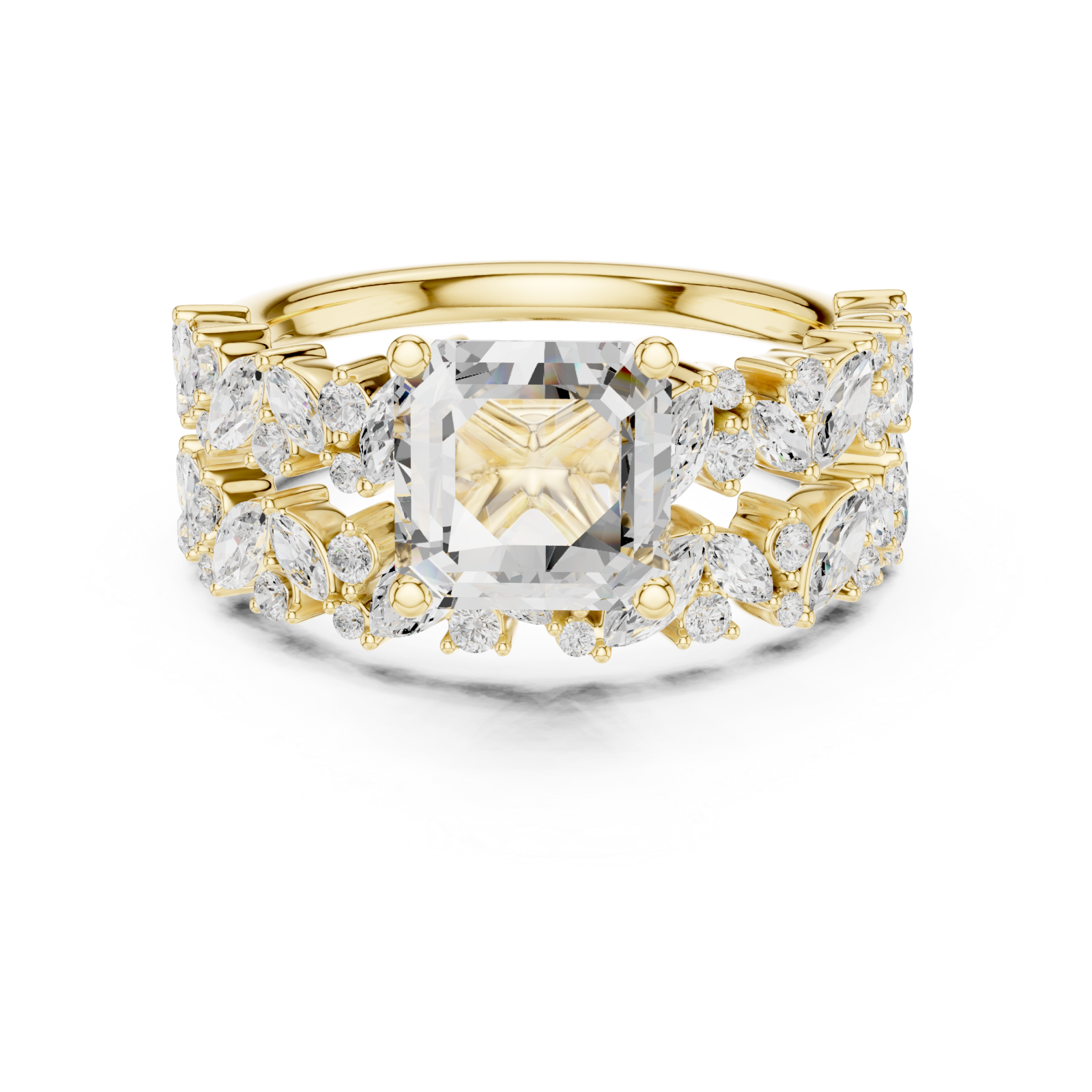  Gold Whispering Garland Vine Eternity Band Ring Front View
