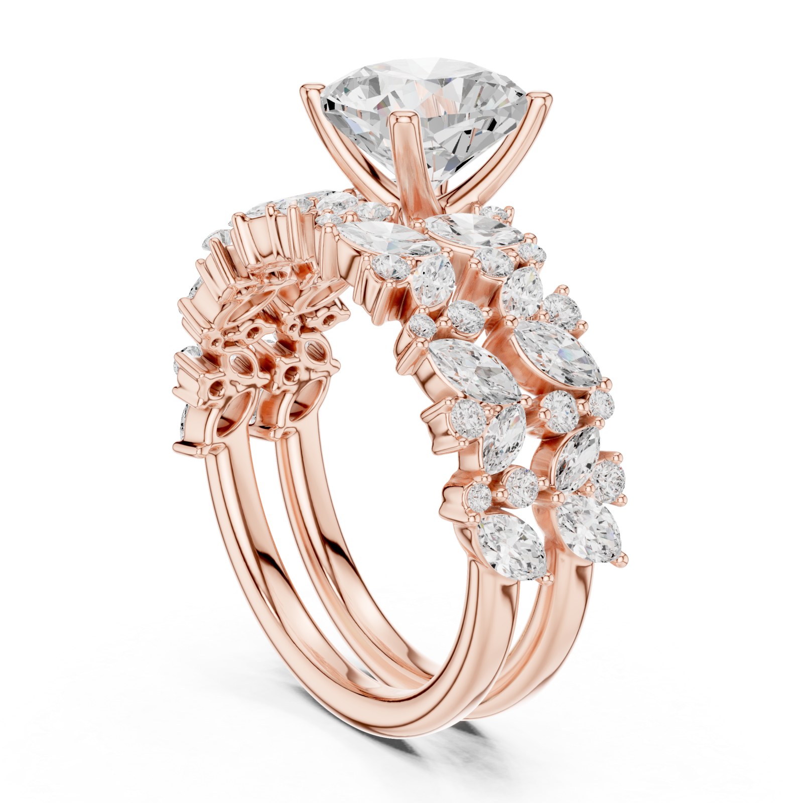  Rose Gold Radiant Majesty Bridal Set Left View