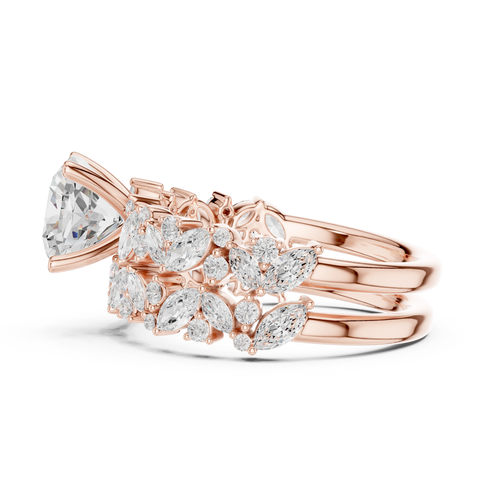  Rose Gold Radiant Majesty Bridal Set Side View