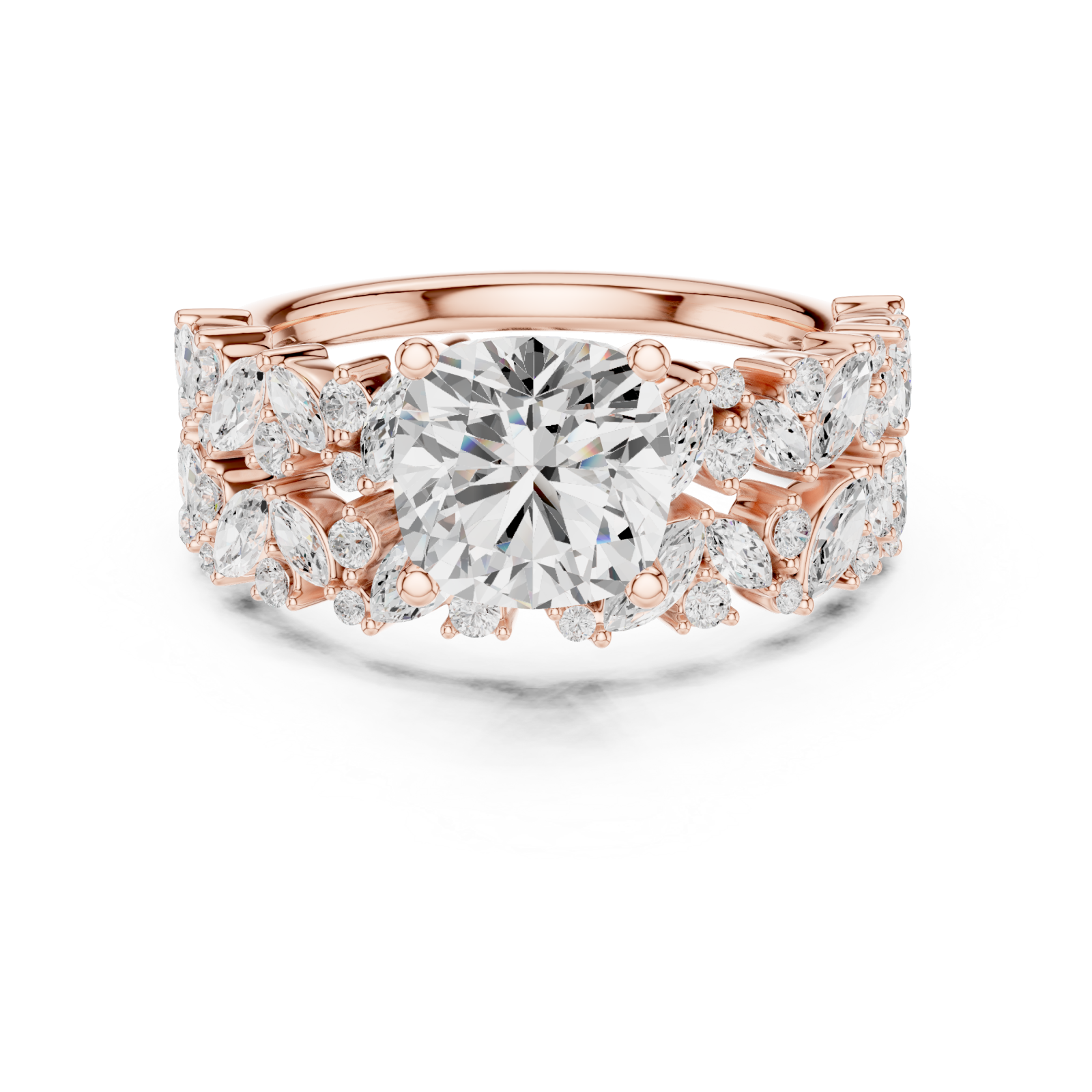  Rose Gold Radiant Majesty Bridal Set Front View