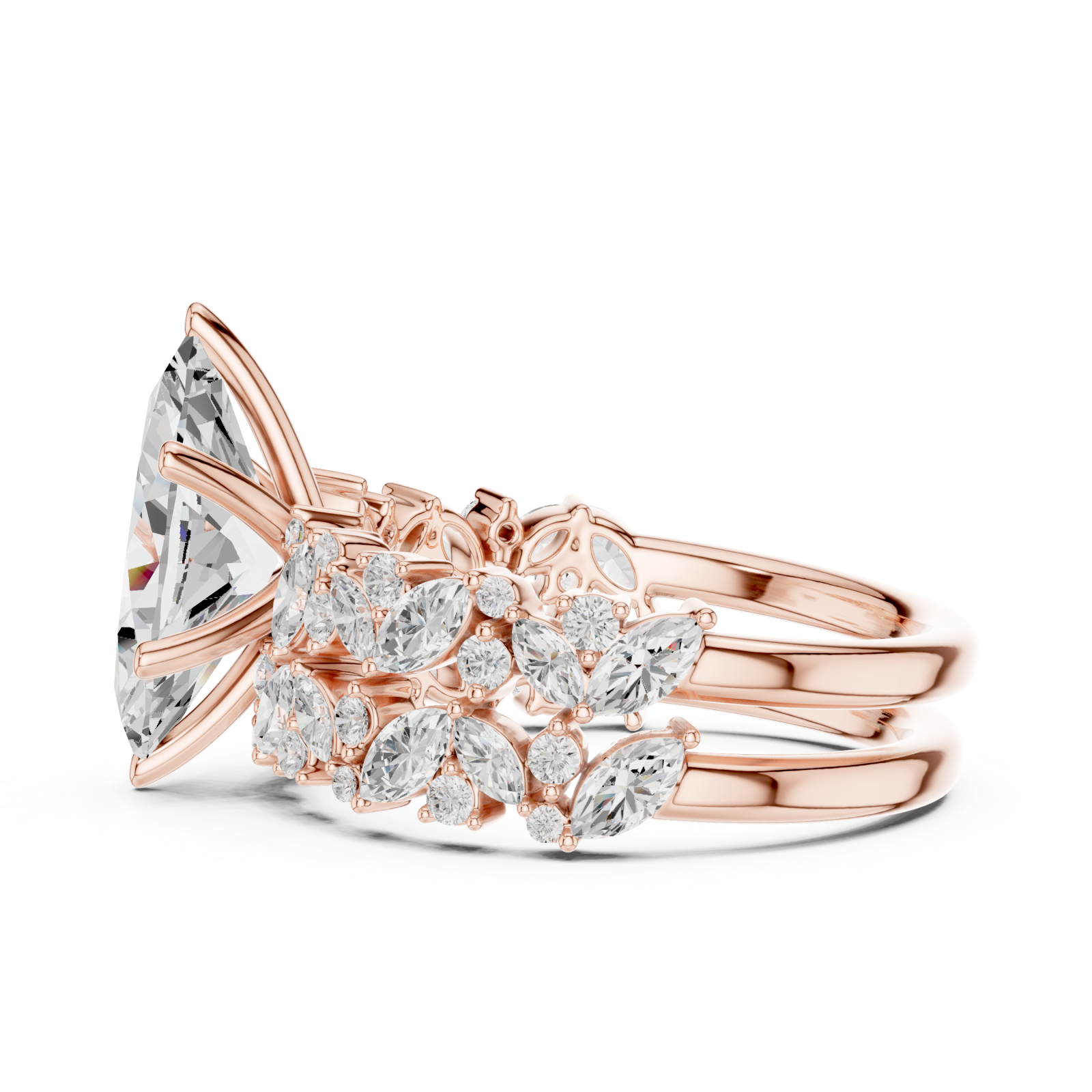  Rose Gold Eternal Grace Blossom Band Ring Side View