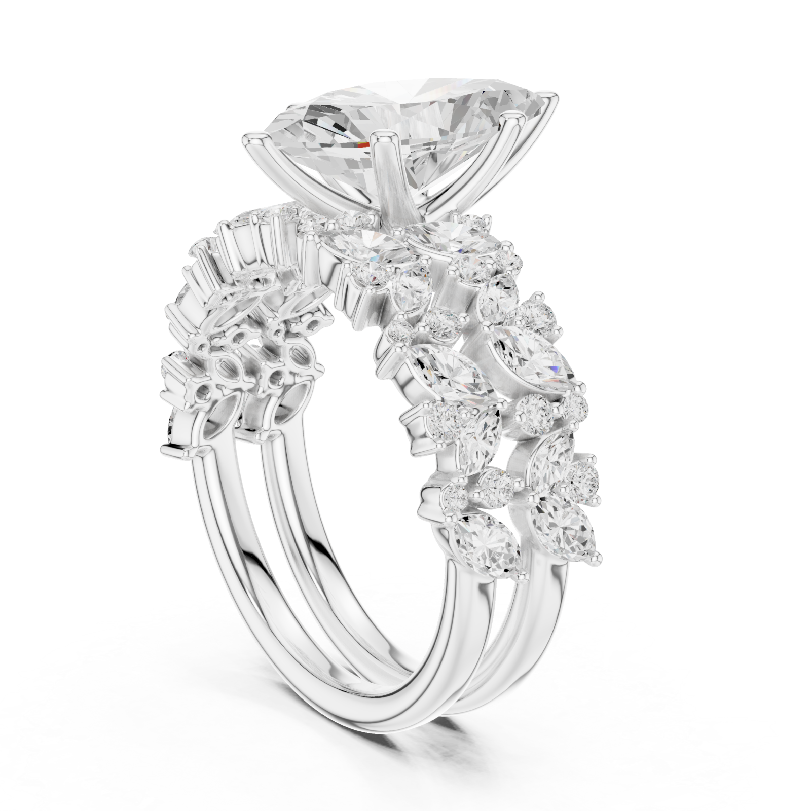  White Gold Eternal Grace Blossom Band Ring Left View
