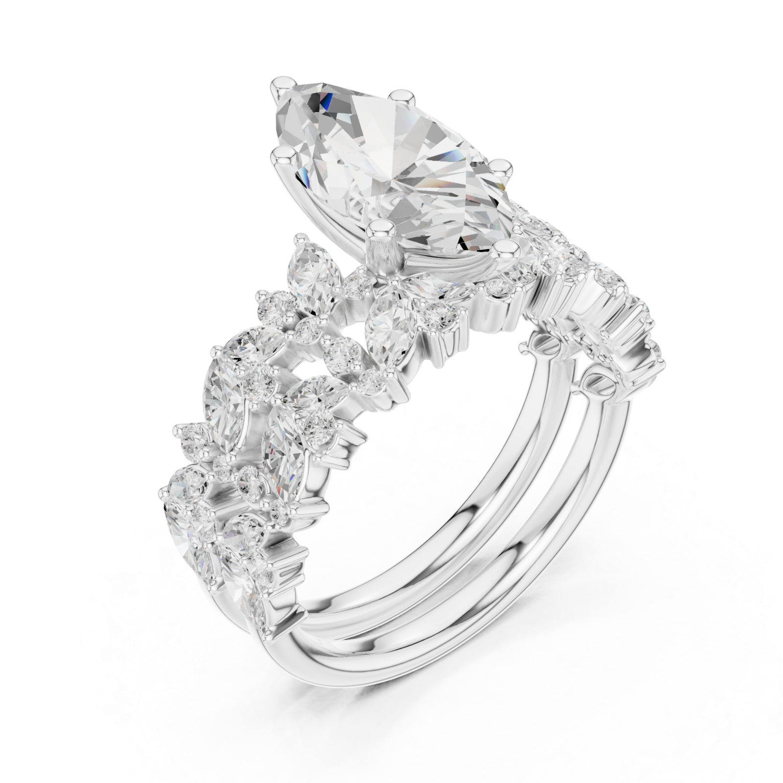  White Gold Eternal Grace Blossom Band Ring Right View