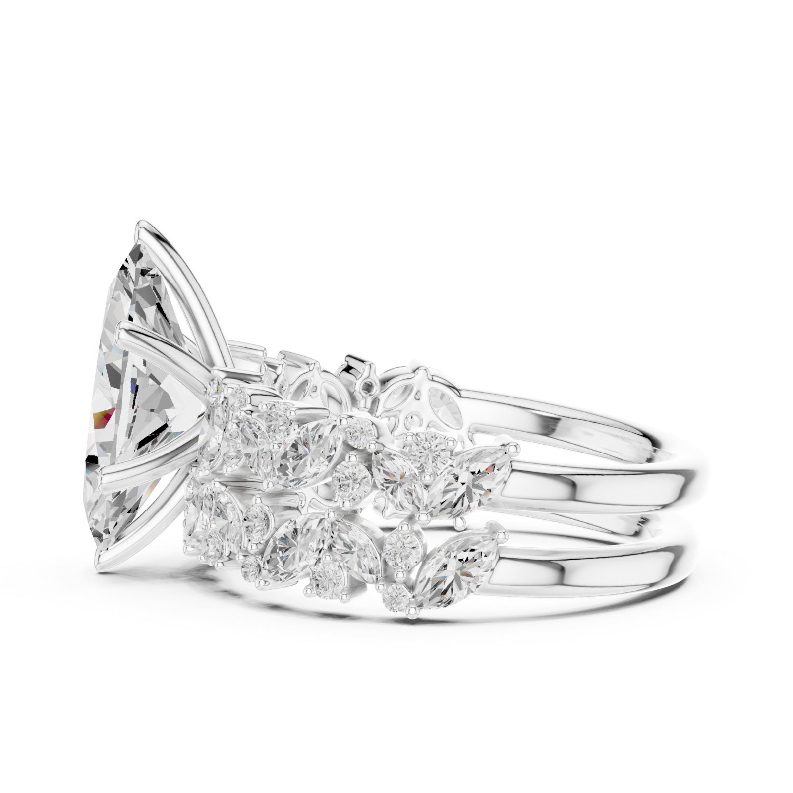  White Gold Eternal Grace Blossom Band Ring Side View