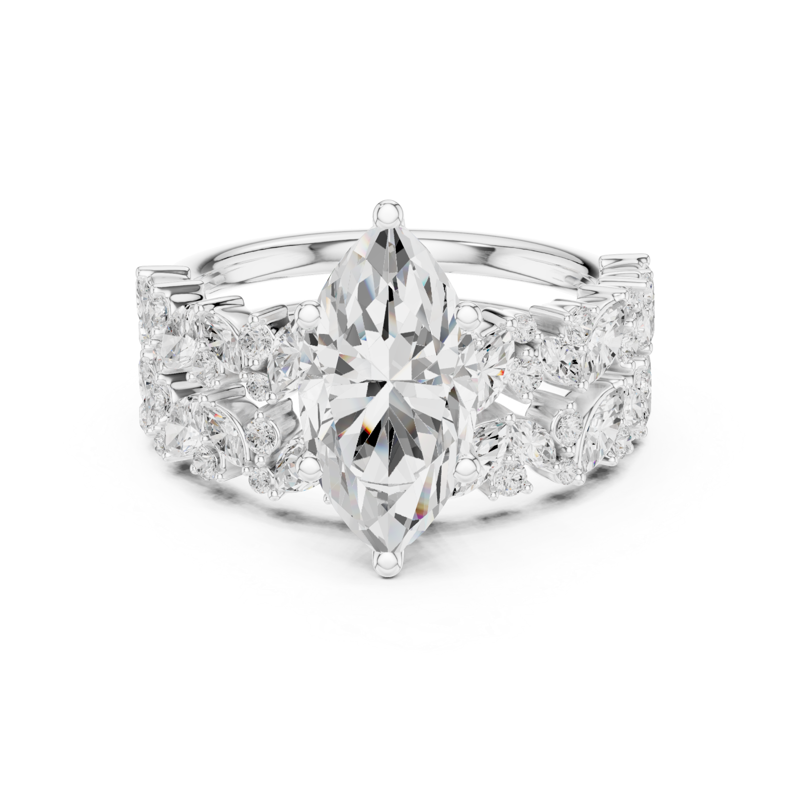  White Gold Eternal Grace Blossom Band Ring Front View