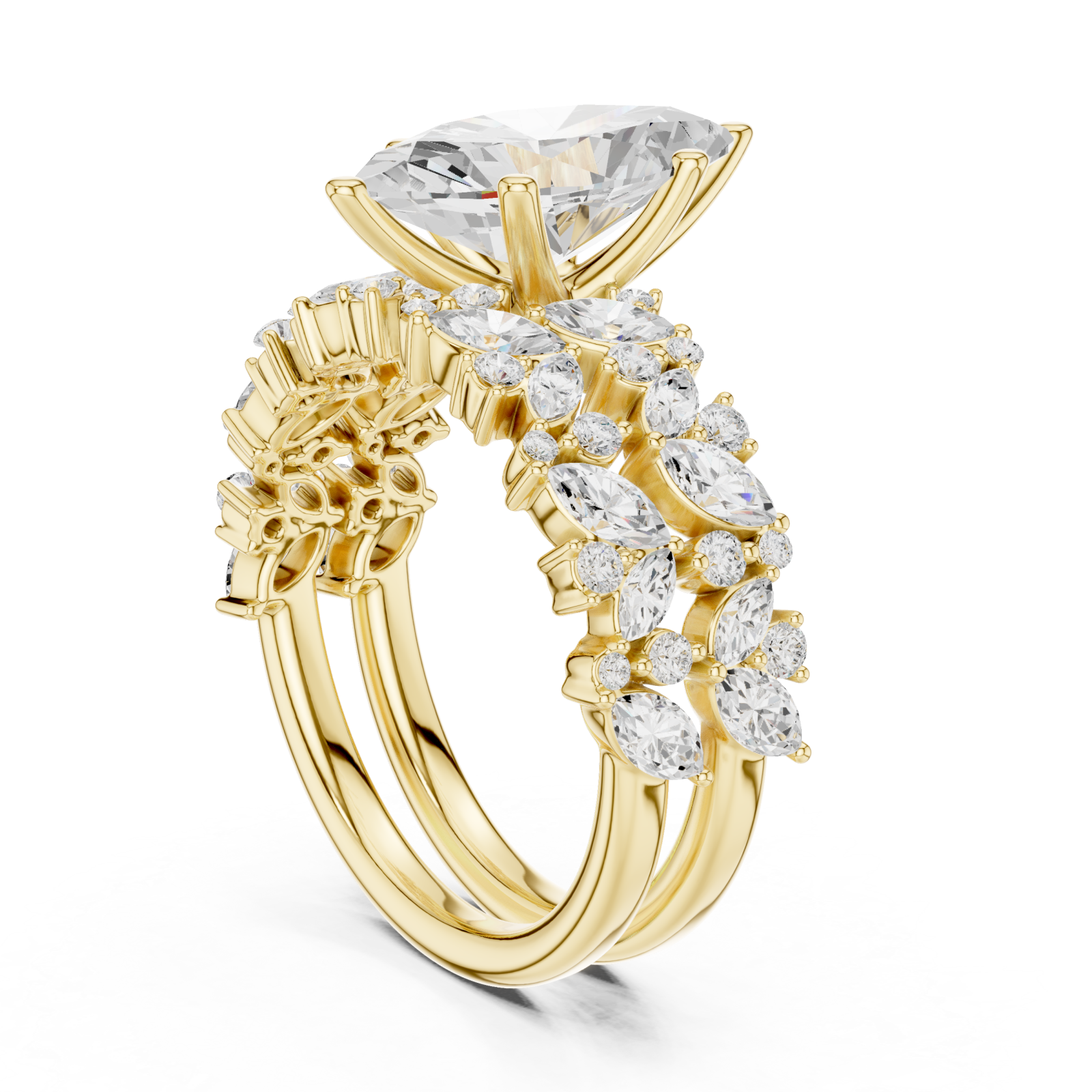  Gold Eternal Grace Blossom Band Ring Left View