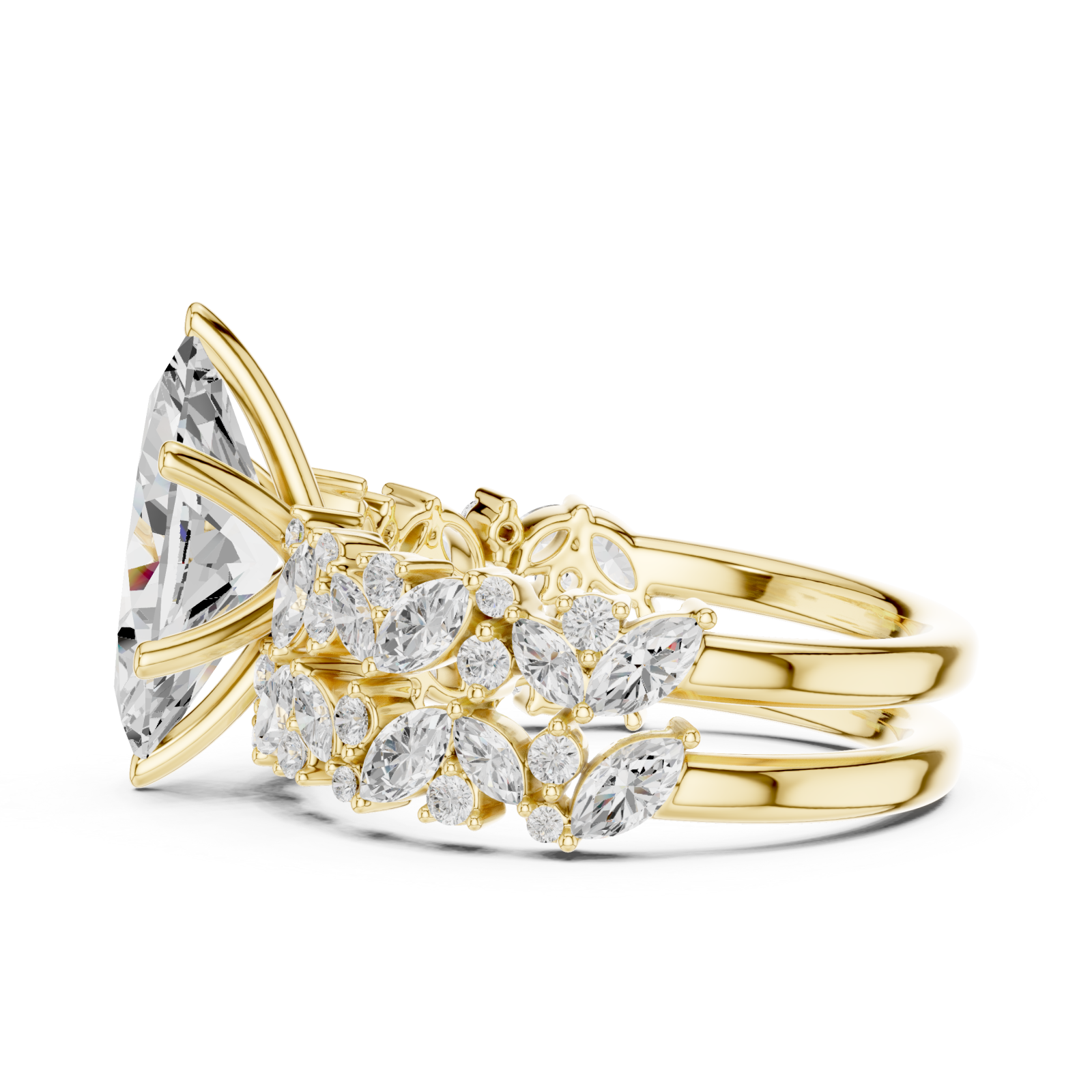  Gold Eternal Grace Blossom Band Ring Side View