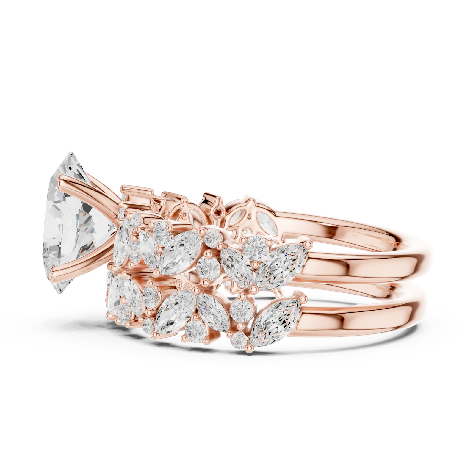  Rose Gold Regalia Blossom Statement Ring Side View