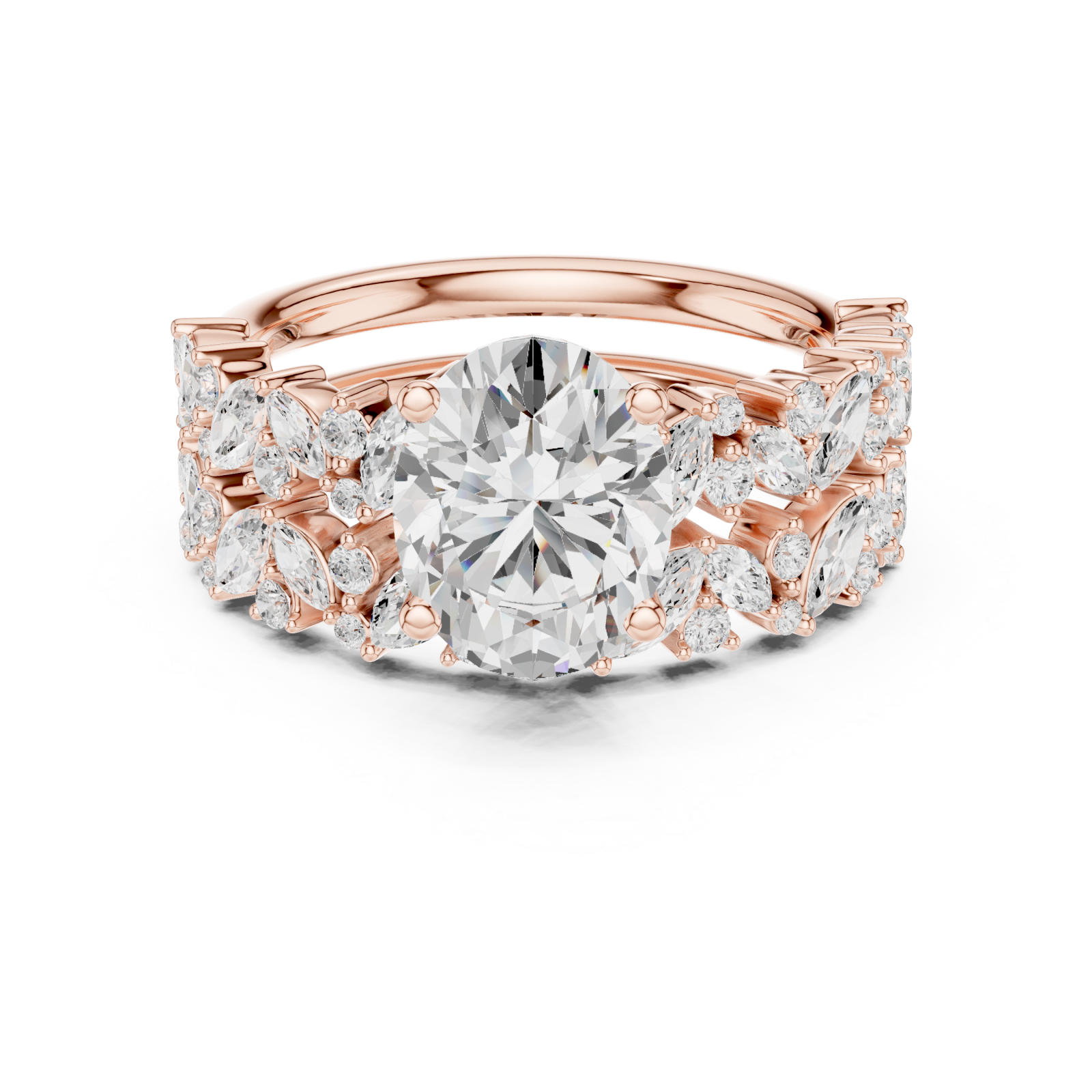  Rose Gold Regalia Blossom Statement Ring Front View
