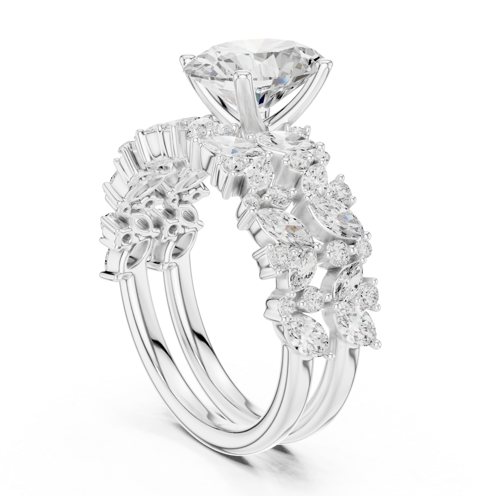  White Gold Regalia Blossom Statement Ring Left View