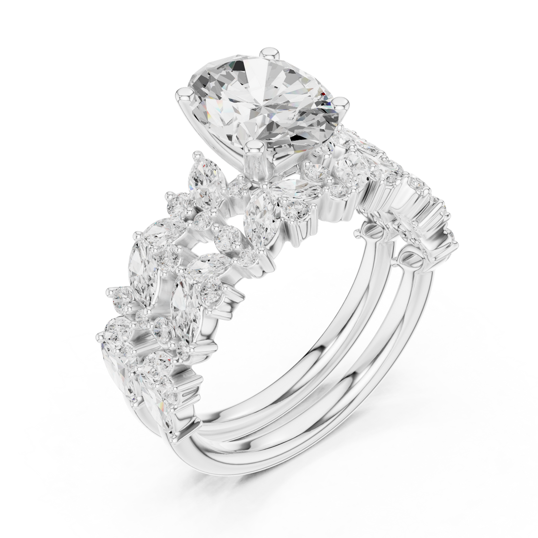  White Gold Regalia Blossom Statement Ring Right View