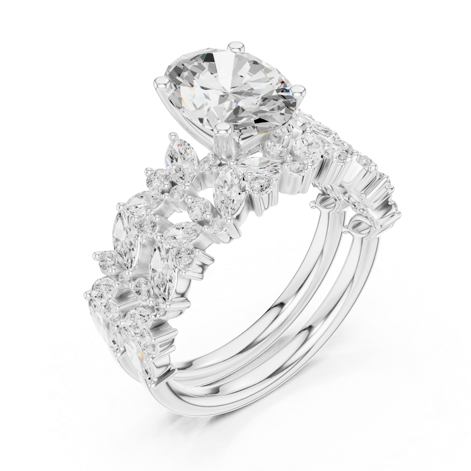  White Gold Regalia Blossom Statement Ring Right View