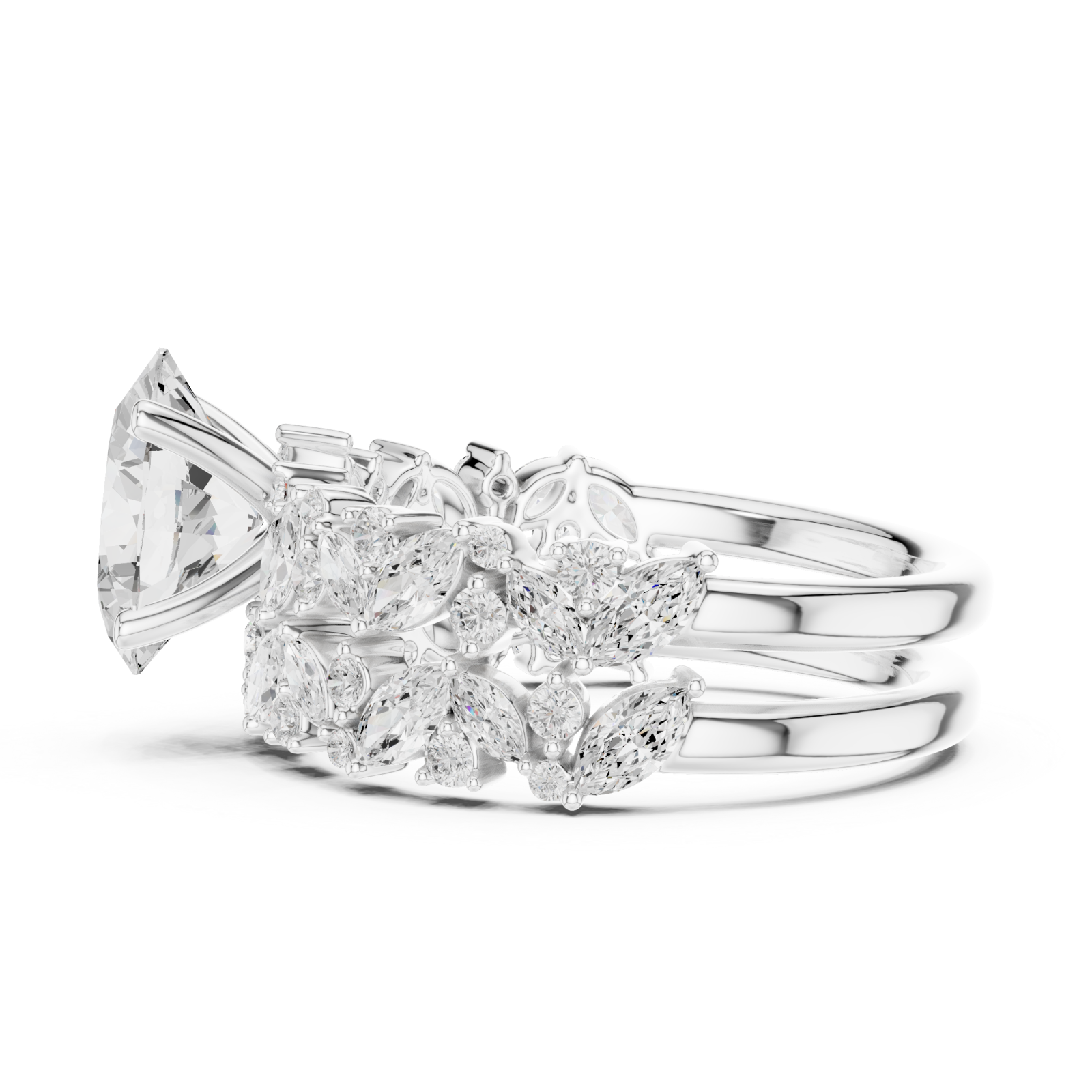  White Gold Regalia Blossom Statement Ring Side View